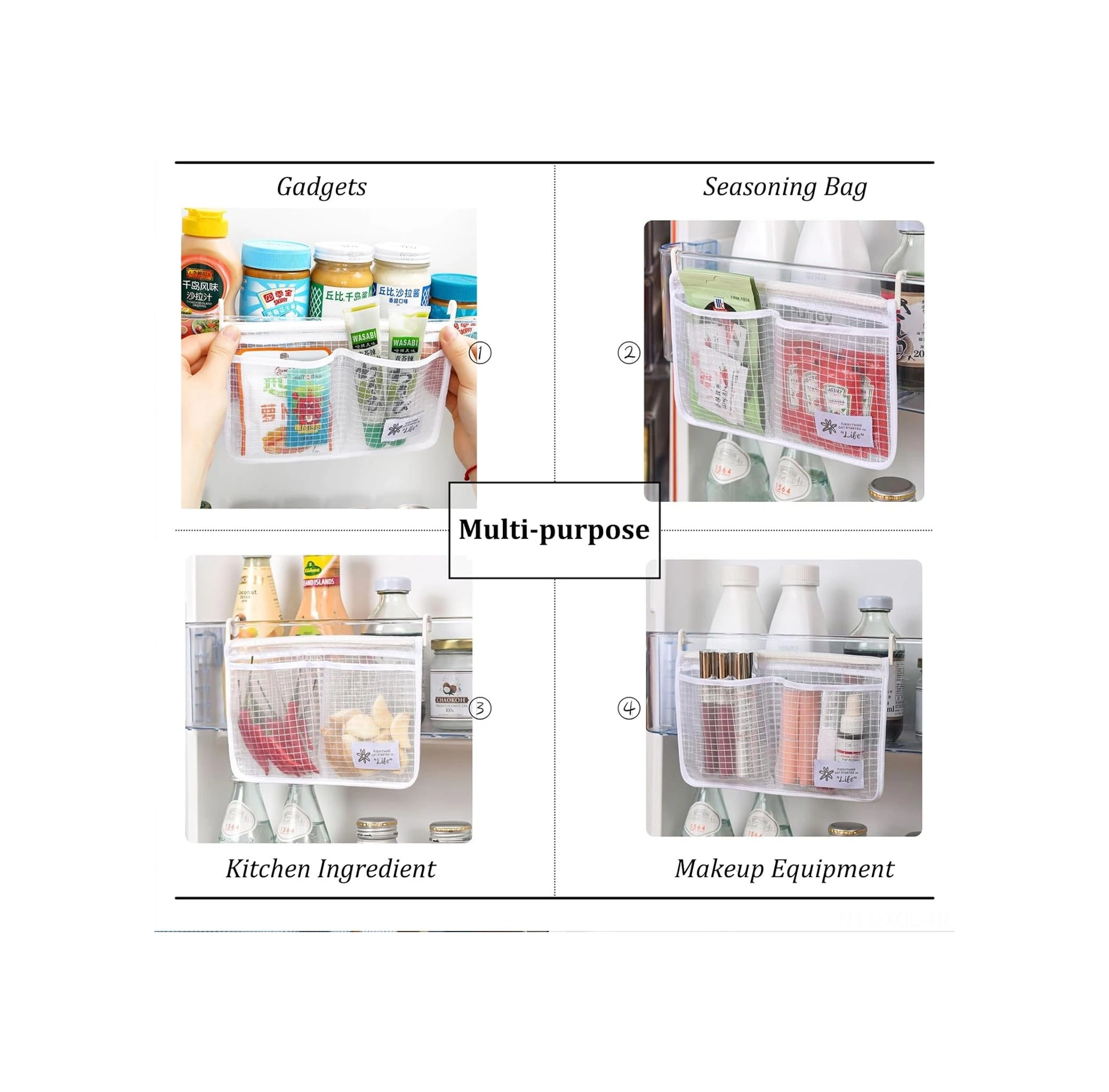 Konesam Buzdolabı Kapısı Organizer Seti 2 Adet - Pp Ve Mesh Malzeme İle Gıda Saklama, Konforlu Ve Taze Tutma Çok Renkli