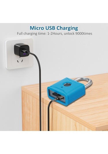 Jokmae Bluetooth Biyometrik Kilit, 20 Parmak Kaydı, Mavi, T1004d Model