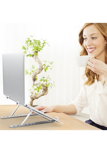 Alüminyum Alaşım Kanepe Defter Montajlı Kanepe Katlanabilir Dizüstü Bilgisayar Standı Gümüş Silver