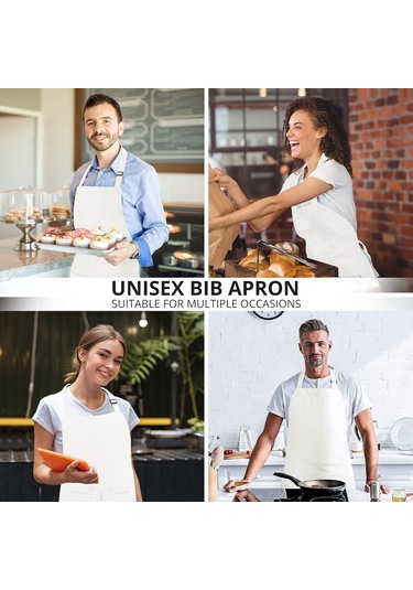2 Paket Önlük, 2 Cepli Ayarlanabilir, Su Ve Yağa Dayanıklı Beyaz, 2 Paket Diğer