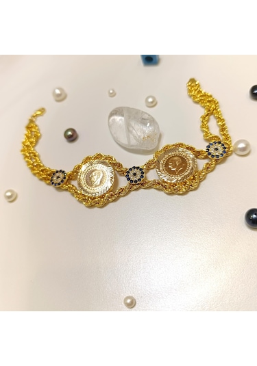 İki Çeyrek Altınlı Halat Zincirli Bileklik 22 Ayar Ve Zincir 14 Ayar Altın Hd Videolu