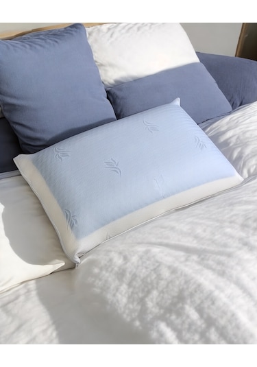 Klimalı, Soğutucu Jelli Ortopedik %100 Visco Yastık Yıkanabilir Kılıf Çantalı 60x40x15cm Beyaz