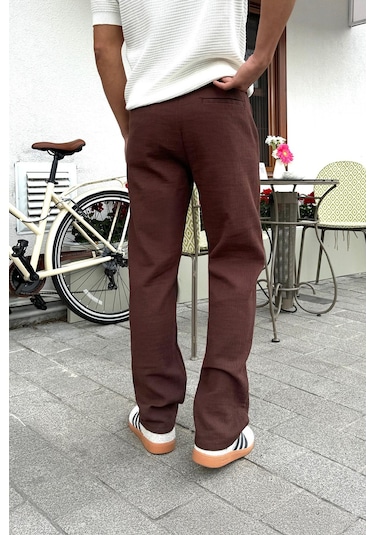 Flaw Müslin Kumaş Baggy Pantalon Kahverengi Kahverengi