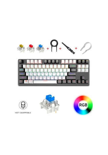 K550 Kablolu Hot-swap Blue Switch Rgb Mekanik Klavye 87 Tuş