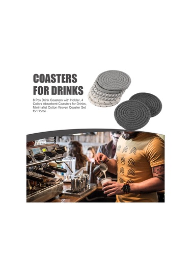 Adet Bardak Altlığı Tutuculu, 4 Renk Emici Bardak Altlığı Beyaz - Gri