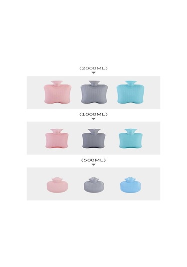 Mavi Sıcak Su Şişesi Düz Renk Kalın Pvc Silikon Kauçuk Sıcak Su Şişesi Sulama El Isıtıcıları Sıcak Saray Sıcak Çanta 1 L