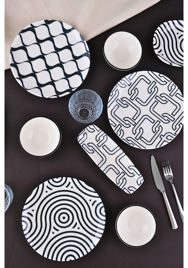 Tabak Evi Porselen Black Kahvaltı Ve İkram Takımı 6 Kişilik 14 Parça Tvl14kahprs1152 Çok Renkli