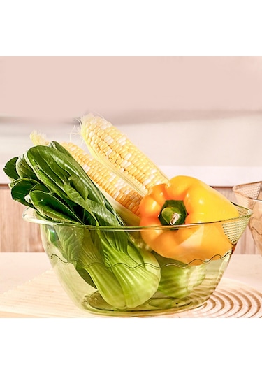 Homyl Pirinç Yıkama Kevgir Elek Tahıl Fasulye Için Süzgeci Yeşil