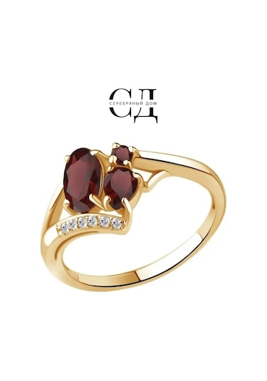 Serebranyj Dom 925 Ayar Gümüş Doğal Grenada Taşlı Altın Kaplama Yüzük 27558075 Altın