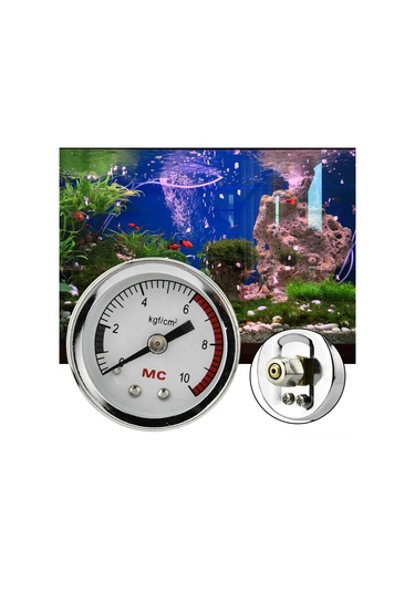 Qingmipy Dıy Su Bitkileri Akvaryum Karbon Dioksit Co2 Manometresi, Metal Tank Basınç Ölçer, 6 4mm Pu Boru Bağlantısı, 1-10 Kgf/cm² Aralığı
