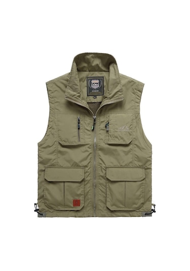 Skycıty Erkek Açık Hava Fotoğrafçılık & Balıkçılık İçin Çok Cepli Çabuk Kuruyan Tibet İpek Kumaş Yelek - M Çok Renkli