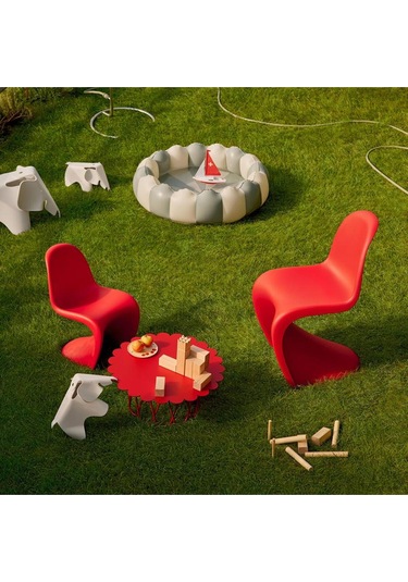 Vitra Panton Sandalye, Verner Panton Tasarımı, Modern Tek Parça Plastik Sandalye Kırmızı