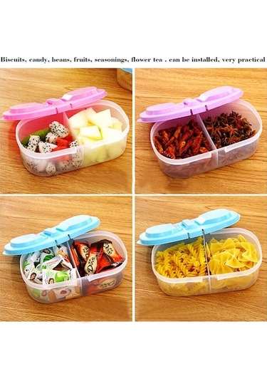 Ulzyvf Kapaklı Çift Bölmeli Mutfak Saklama Kabı - Dayanıklı Plastik, Pratik Pembe Diğer