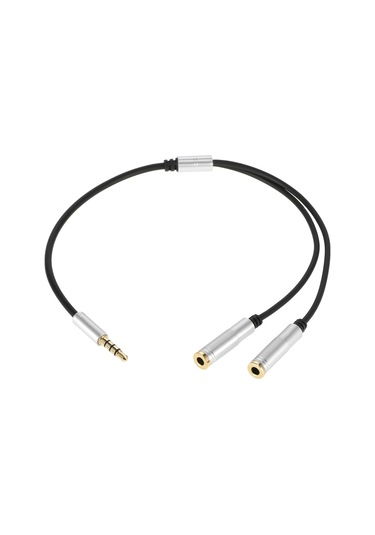 Geeksen 3.5mm Çift Çıkışlı Ses Ayırıcısı Kablosu Gri/siyah Seçenekli - 31cm Uzunluklu
