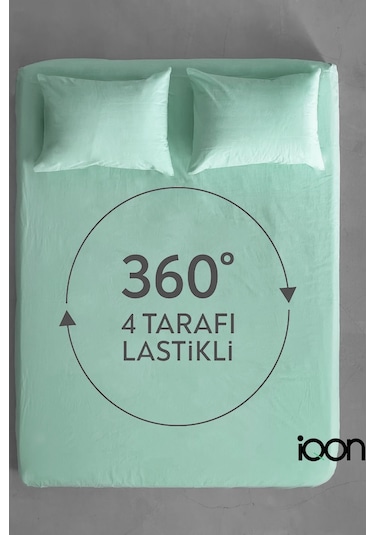 İqon Ranforce Dokuma Lastikli Çarşaf Takımı Çift Kişilik - 21 Renk Mint