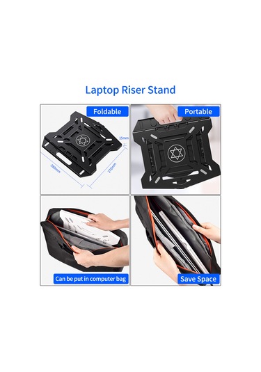 Kosona Laptop Ve Telefon Tutucu İle 8 Seviye Ayarı, Soğutma Ve Yüksekliği Artıran Plastik Çevirilebilir Kollu Siyah Stand