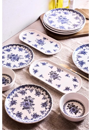 Antik Mavi 10 Parça 4 Kişilik Kahvaltı Takımı Cokrenklı Mavi