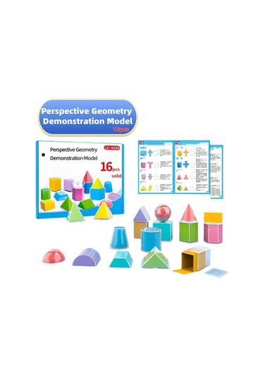 Willowhaven 16 Parça Geometrik Şekil Modeli 3d 2d Analiz Eğitim Seti
