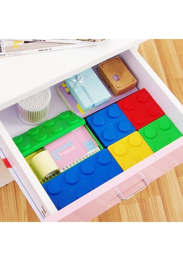 Sones Ev Tipi İstiflenebilir Yapı Taşı Düzenleyici Öğrenci Masaüstü Plastik Saklama Kutusu, Model: Kare Sarı Diğer