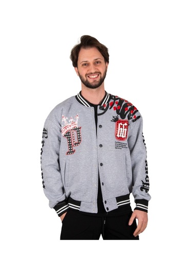 Deepsea Erkek Gri Çıtçıtlı Kolej Mont 2304764 Gri