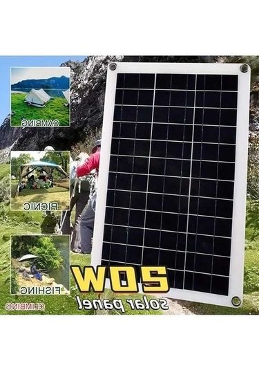 Besthome1 20 W Esnek Güneş Paneli Kiti Roy-1, Çift Usb Taşınabilir Şarj Cihazı, Cep Telefonu Şarj, Kamp, Karavan, Araba