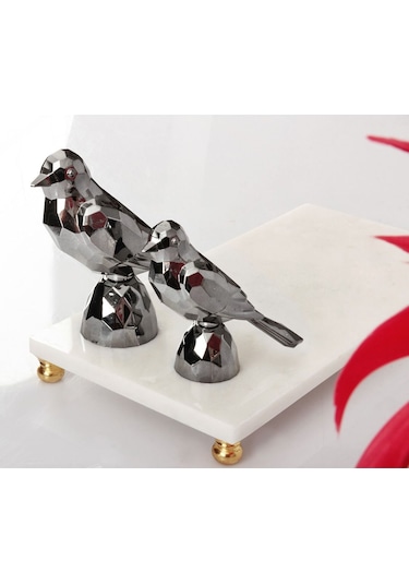 Akrilik Kristal Kesim 2'li Biblo Kuş Füme 12 Cm X 14 Cm