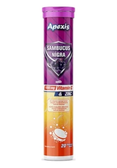 Apexis Sambucus C Vitamini 1000 Mg Çinko 20 Efervesan Tablet