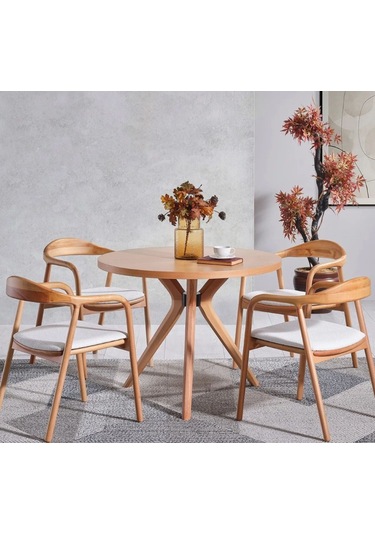 Zodiac Exclusive Yılan Ahşap Sandalye Natural - Beyaz