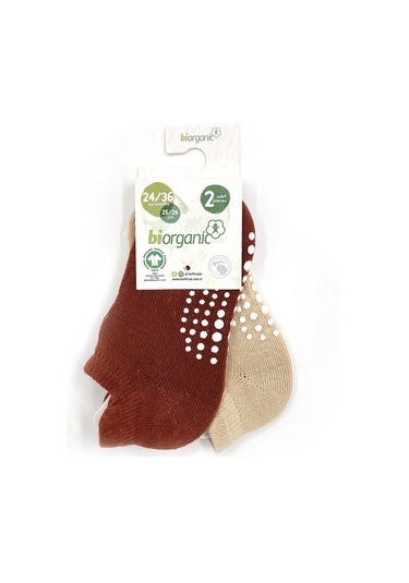 Biorganic Unisex 2'li Kaymaz Çorap 68487 Kiremit-bej Çok Renkli