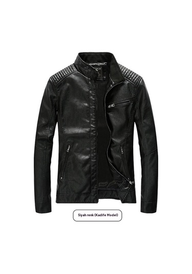 Erkek Sonbahar Ve Kış Pu Deri Ceket Sarı