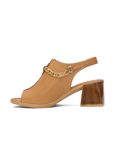 Pierre Cardin Pc-54632 Kadın Hakiki Deri Topuklu Sandalet Taba Taba