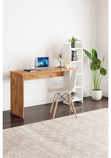 Kitaplıklı Fonksiyonel Çalışma Masası Atlantik Çam- Beyaz Atlantik Çam - Beyaz