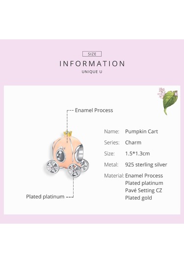 Wostu 925 Ayar Gümüş Pembe Kabak Sepeti Boncuk Zirkon Charms Fit Orijinal Bilezik Kolye Pembe Altın