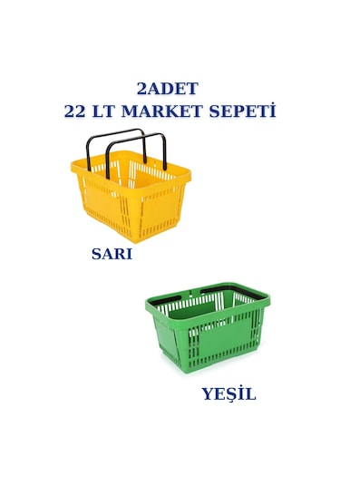 2 adet 22Litre Market ve Alışveriş Sepeti, Saplı Market Sepeti R