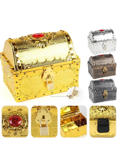 Homyl Çocuklar Depolama Korsan Hazine Kutusu Sandığı Temalı Bronz