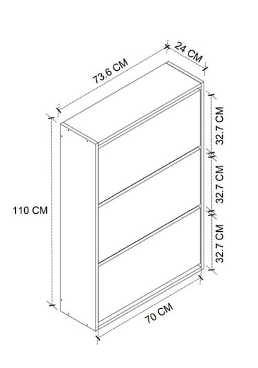 3 Bölmeli Ayakkabılık - Çam Ve Beyaz Çam-beyaz