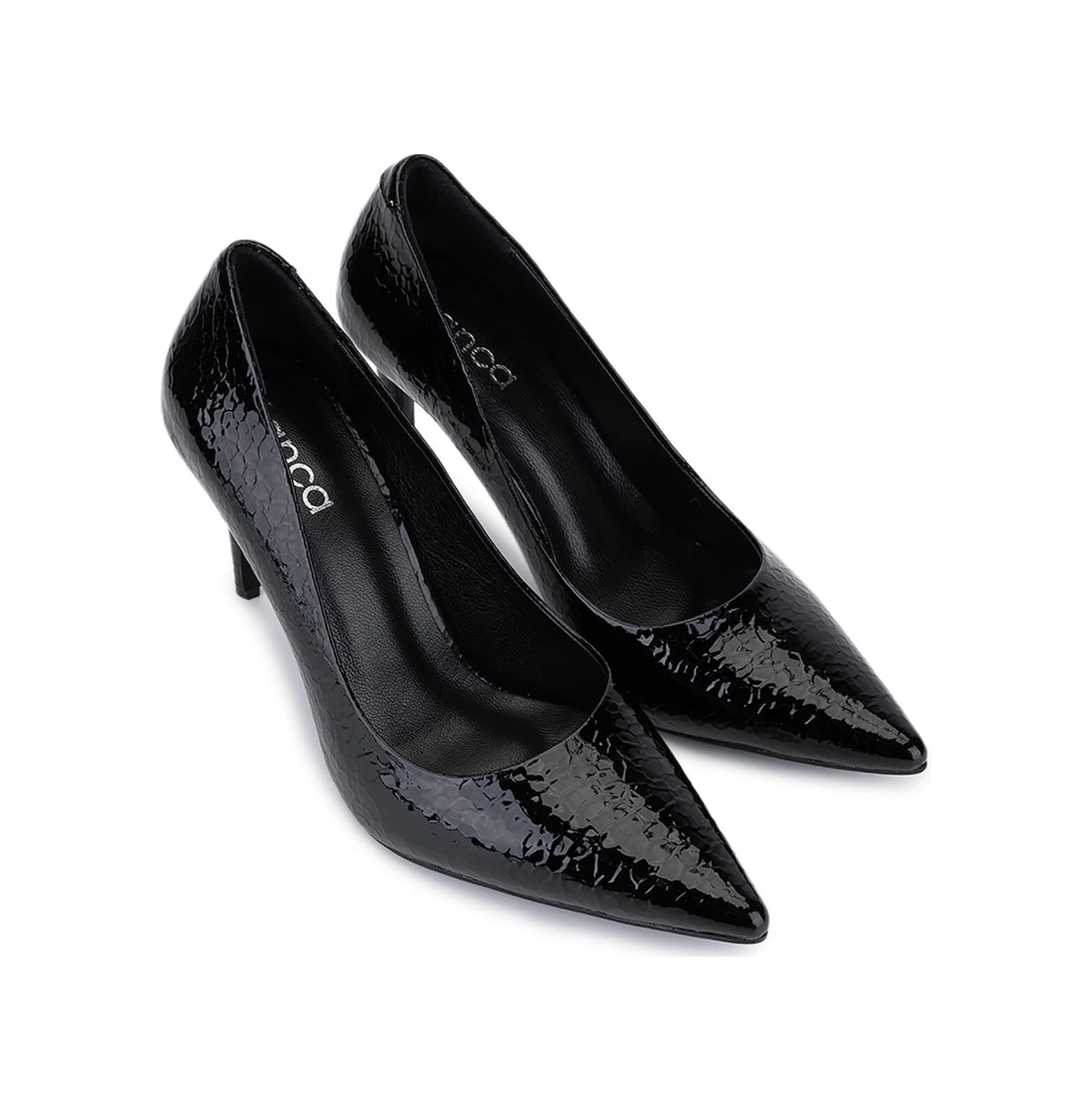 Tamer Tanca Kadın Suni Deri Siyah Kroko Topuklu Ayakkabı 1160 26598 Bn Ayk Sk25-26 Sıyah Kroko Siyah