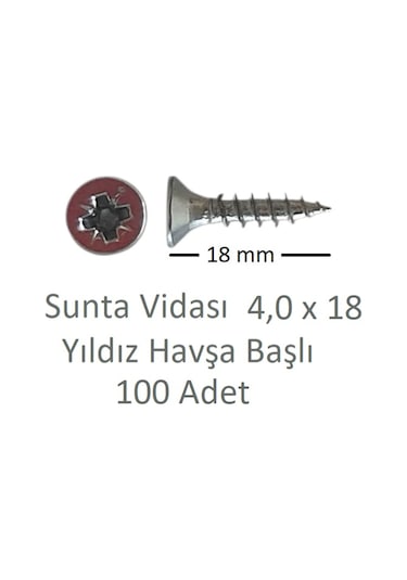 Sunta Vidası, 4,0 X 18 Mm, 100 Adet, Yhb Vida 4 x 18