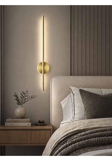 Flame Sarjlı Led Aplik 8w 3200k Gün Işığı 75cm Duvar Tipi /tablo Dekoratif Işık Gold