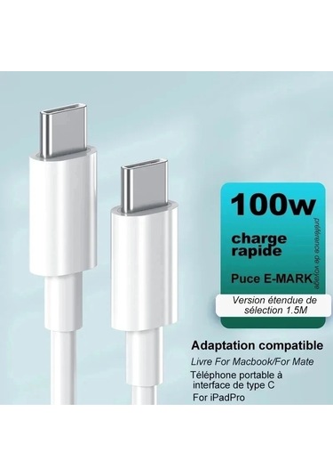 100w C C Tipi C Kablo Usb C Pd Hızlı Şarj Şarj Tel Kordon İçin Macbook Samsung Uyumlu 1.5m