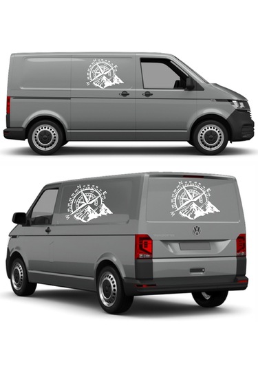 Pusula Ve Dağ Sticker, Off Road Kamp Adventure Kamp Sticker, Araba Oto Karavan Pickup Sticker 02522 15x12 Cm