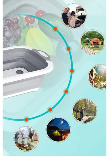 Buffer Katlanabilir Süzgeçli Kesme Tahtası ve Badya