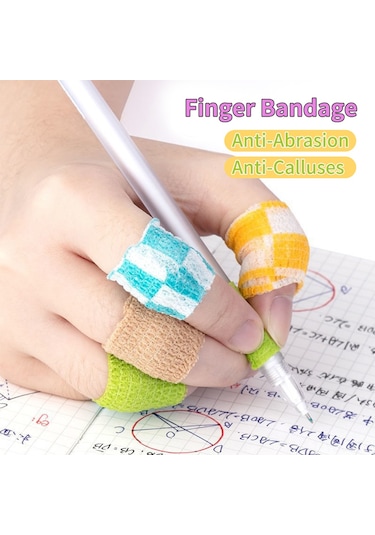 Yuntech01 Öğrenci Yazma Koruması Bandajı - 4'lü Paket Panda, Penguin, Sevgi, Mavi Pençe - Toparlanabilir, Yara Dostu, 25mmx4.5m