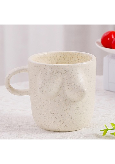 Suntek Kadın Vücut Sanatı Seramik Su Bardağı 300ml Ev Bej Bej