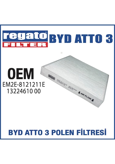 Regato Filter Byd Atto 3 Polen Kabin Filtresi Oem Kalitesinde