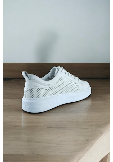 Ktty05 Hakiki Deri Yumuşak Esnek Lastik Bağcıklı Ortopedik Erkek Ayakkabı Beyaz