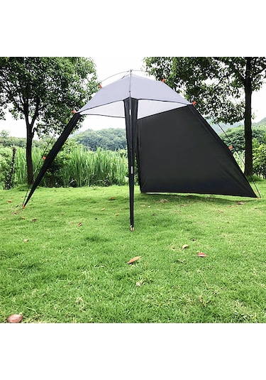 Lemestar Üç Açık Yanlıklı Hava Akışlı Erkek Bayan Geniş Görünümli Park Plaj Kamp Balıkçılık Gölge Çadırı Siyah Gri Gri - Siyah
