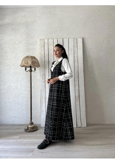 Siyah Tüvit A-kesim Jile Elbise