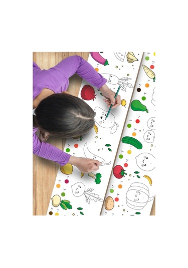 Sebze Ve Meyve Temalı, Bebek Ve Çocuk Için Örnek Resimli 3,75 Metre Rulo Boyama Kağıdı Karışık