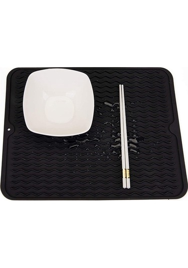 Ulzyvf Silikon Mutfak Matı - 40x30 Cm, Isıya Dayanıklı, 2 Adet Siyah